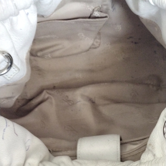 🤍 Vintage Fossil Chalk White Pebbled Leather Mini Hobo Handbag Woven Handles - Picture 7 of 10